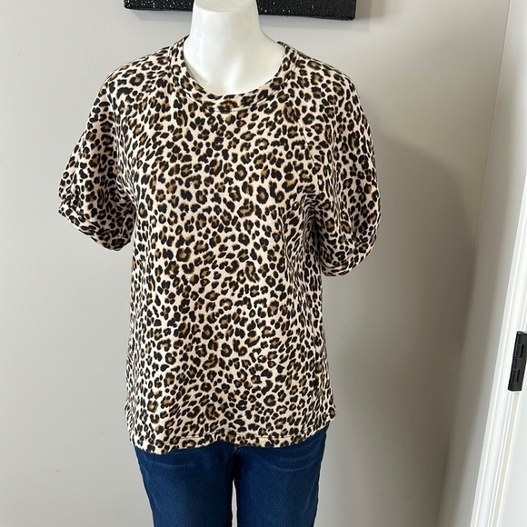 Anthropologie Velvet by Graham & Spencer Ashlyn Leopard Top Sz M - Picture 2 of 9